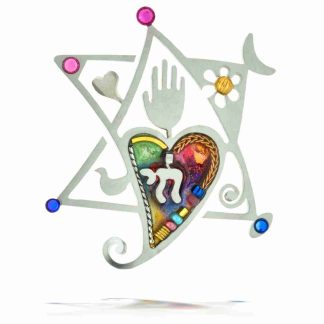 Seeka Star, Heart & Chai Judaic Love Pin Style #1420454