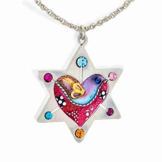 Seeka Star of David with Heart and Dove Necklace Style #1430685