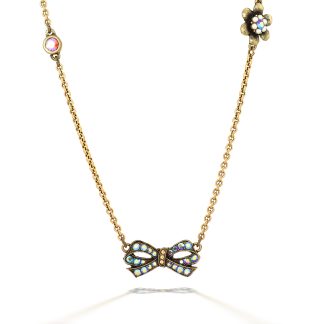 Designed And Caringly Made La Contessa Bow And Pearl Flower Necklace