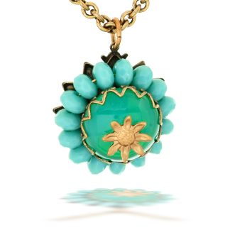 La Contessa Exquisitely Designed And Made Gypsy Large Turquoise Tone Necklace