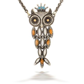Large Crowned Owl Necklace Created By La Contessa