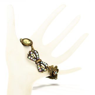 Vibrant Bow And Cameo Floral Bracelet Meticulously Made By La Contessa