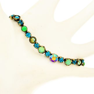 La Contessa Meticulously Handmade Blue And Green Jewel Bracelet